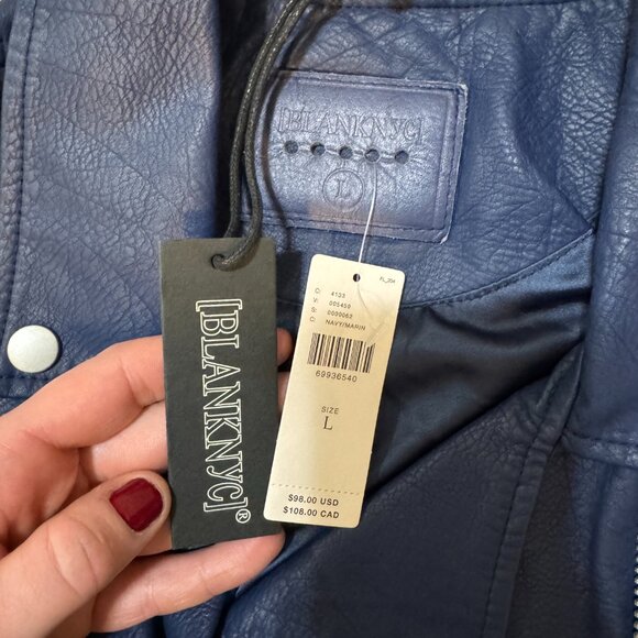 Anthropologie x Blank NYC Saige Faux-Leather Moto Jacket in Navy - Picture 6 of 8